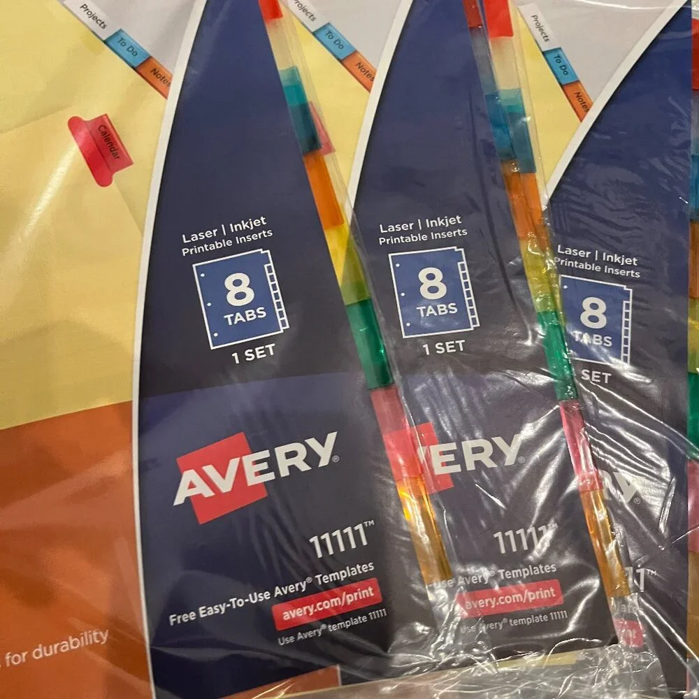 Big Tab Avery Insertable Dividers 15 Packages (Each set contains 8 tabs) Size 1